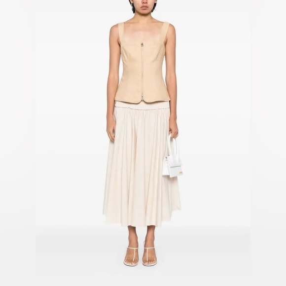 SIMKHAI Nour Square Neck Zip Front Bustier Top in Natural NWT